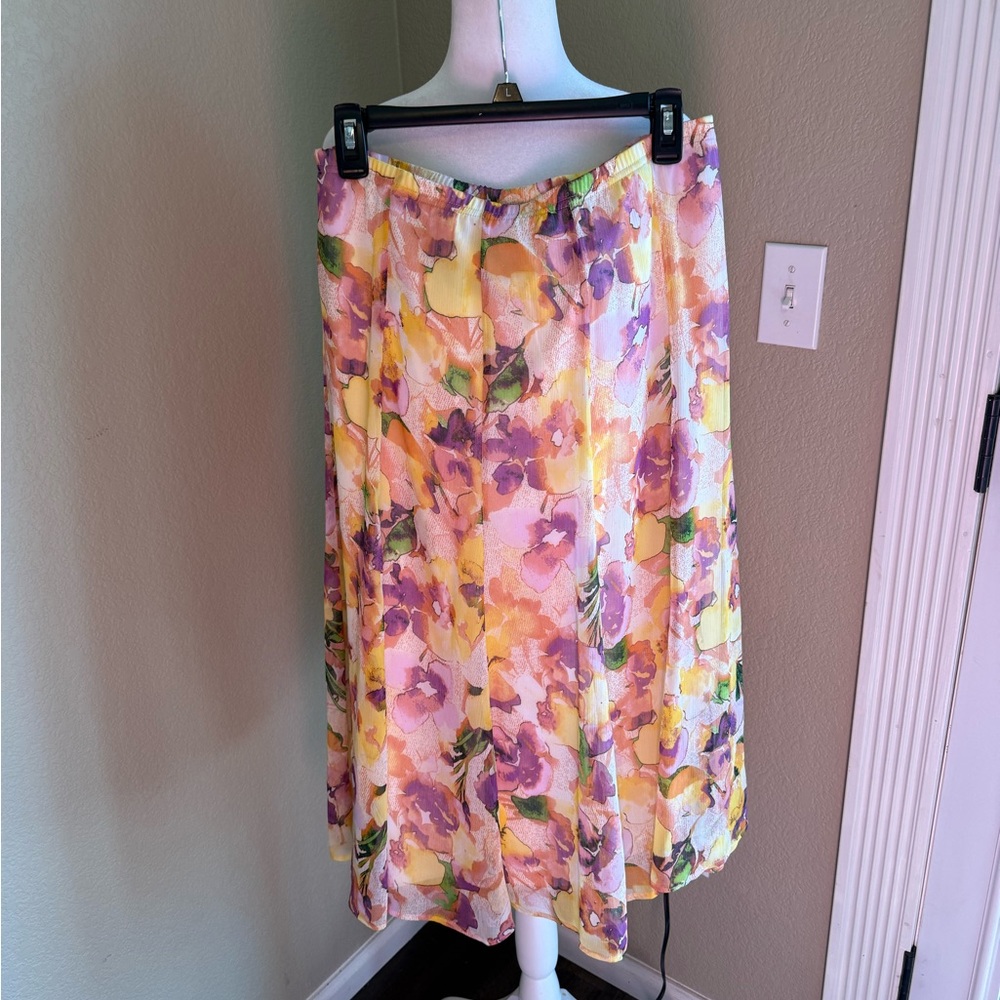 Christopher & Banks Multicolor Floral A-Line Skirt